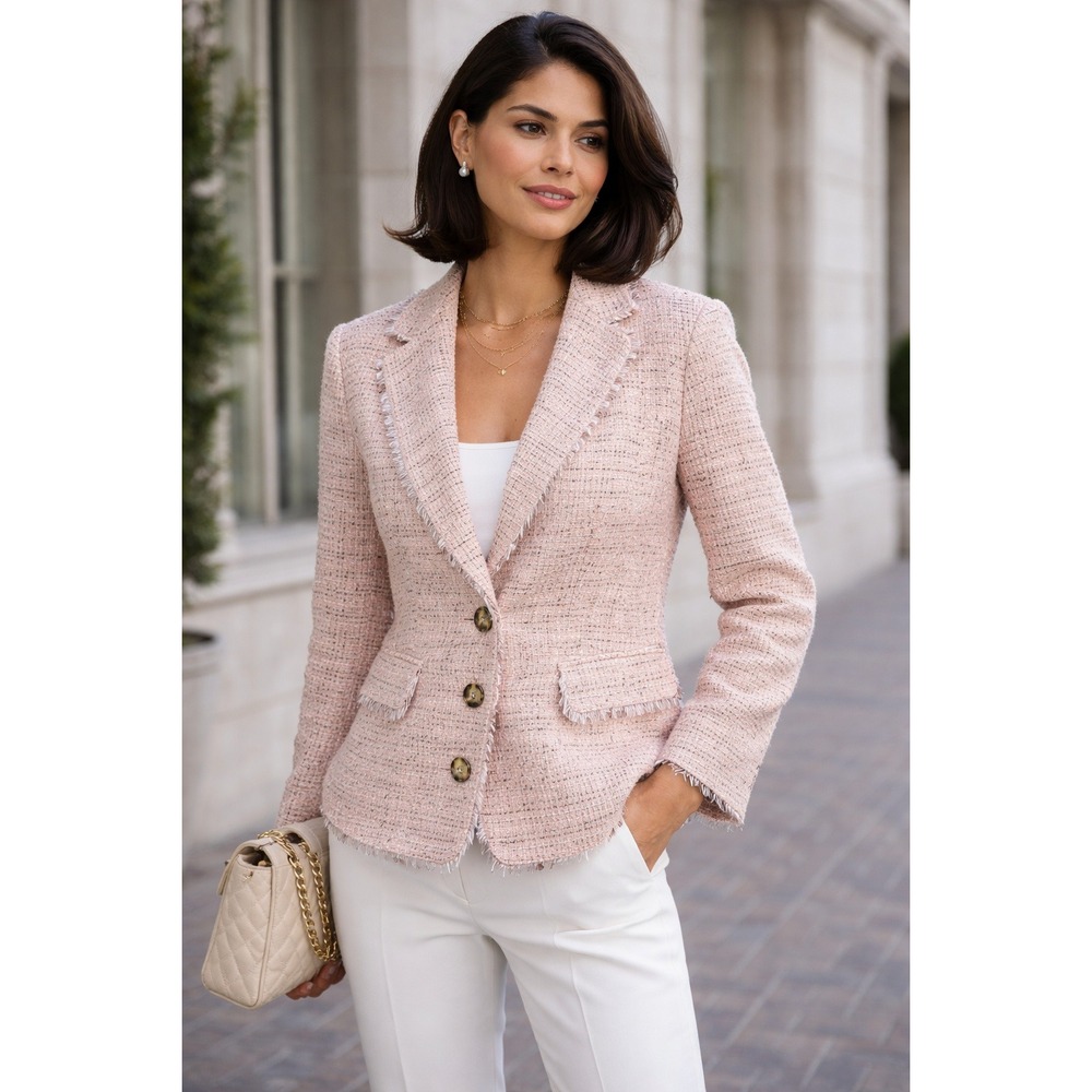 DKNY Blush Pink Tweed Blazer